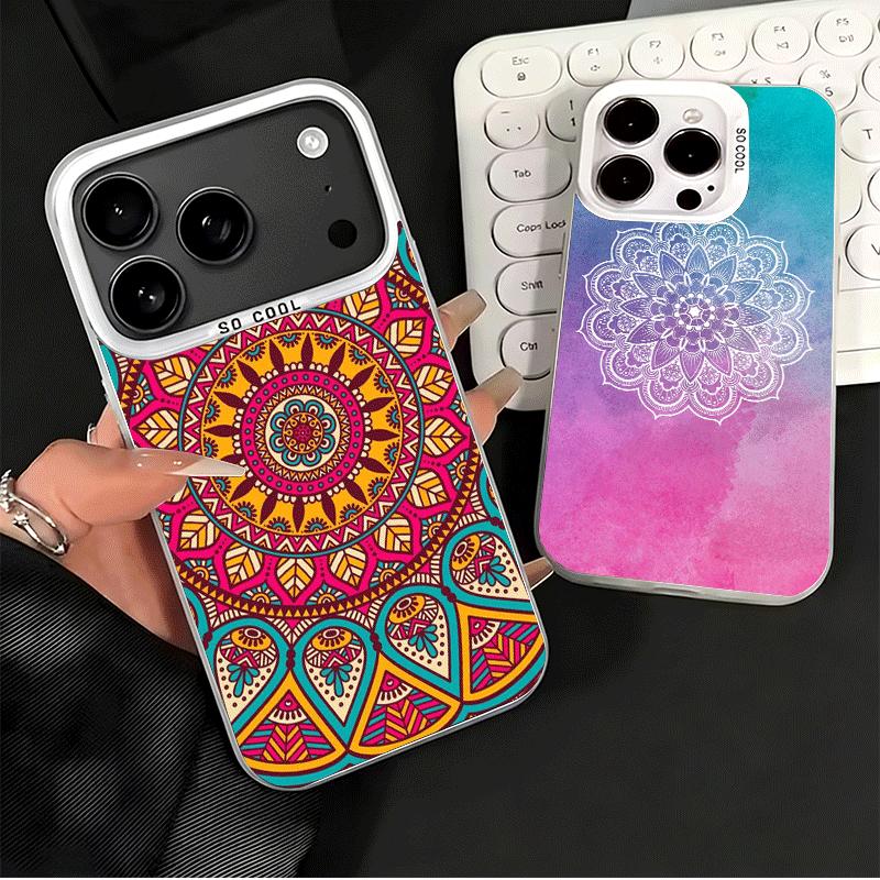 Мягкий чехол для телефона в стиле мандалы для iPhone 15 16 17 Pro Max 17Air 16E 14 Plus 13 12 Mini Ударопрочный задний корпус