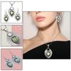 Green Amethyst Gemstone Mother's Day Jewelry Pendant Earring Set
