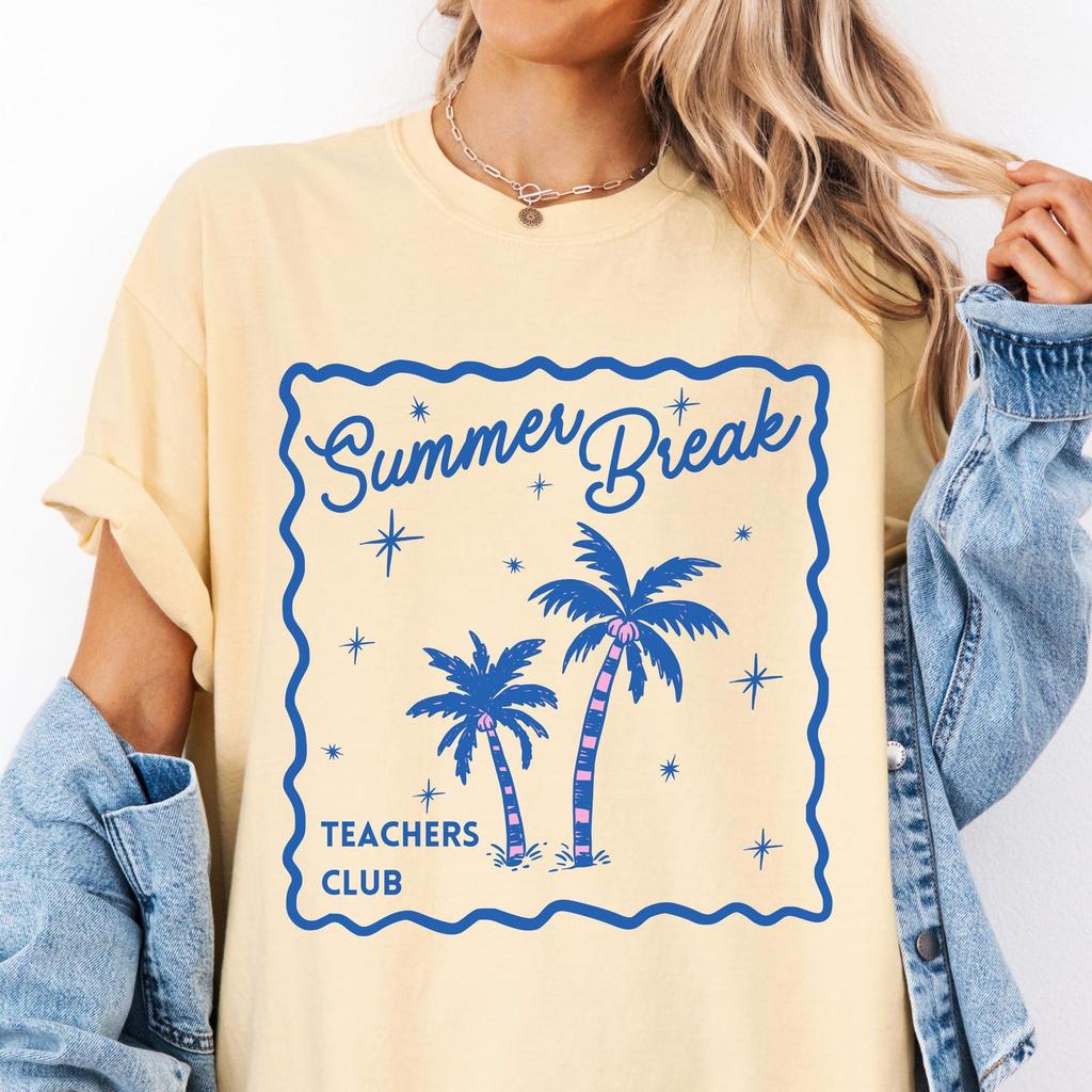 Comfort Colors Teacher Club Shirt and kids tshirt: Retro Palm Tree Summer Trip Tee