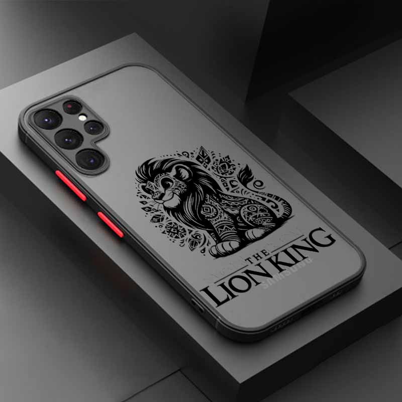 Милый чехол по мотивам мультфильма «Король Лев» для Samsung S25 S24 S23 S22 S21 S20 S10 FE Ultra Plus Lite, матовый полупрозрачный чехол для телефона.