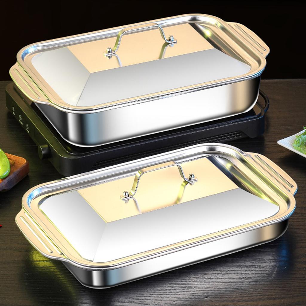 Multifunctional Stainless Steel Serving Tray Square Silver Food Platter Rust Resistant Dishwasher Safe Dinner Tray
