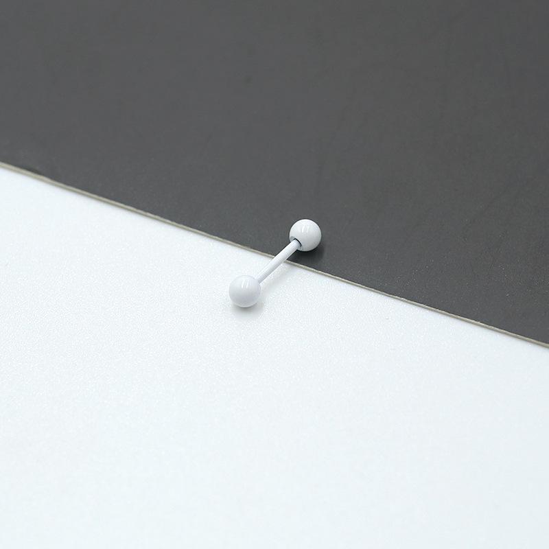 2Pcs Round Ball Dumbbell Fluorescent Titanium Steel Stud Ear Bone Stud Double Ball Thread Stud Ear