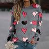 Женская повседневная модная блузка с длинным рукавом и круглым вырезом с принтом ко Дню святого Валентина