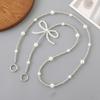 Luxury Silver Bowknot Beaded Phone Lanyard Handmade Crossbody Shoulder Strap  Phone Accessories