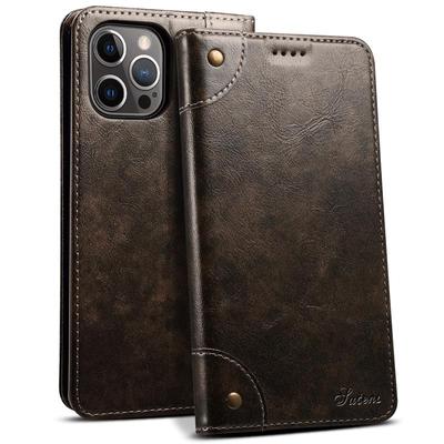 Кожаный чехол-книжка для iPhone 16 Pro Max и Samsung S25 Ultra со слотом для карт и магнитной застежкой