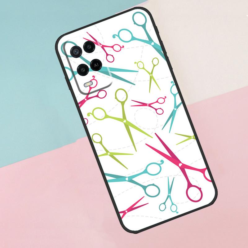 Ножницы Парикмахера Щетка Переключатель Для Чехла Телефона Oppo A18 A38 A78 A98 A96 A58 A17 A77 A80 A40 A60 A16 A76 A74 A94 A54 A15 A57S