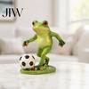 Frog Statue for Garden Football Player Statue, Cute Whimsical Stable Resin Figurine Outdoor Indoor Table