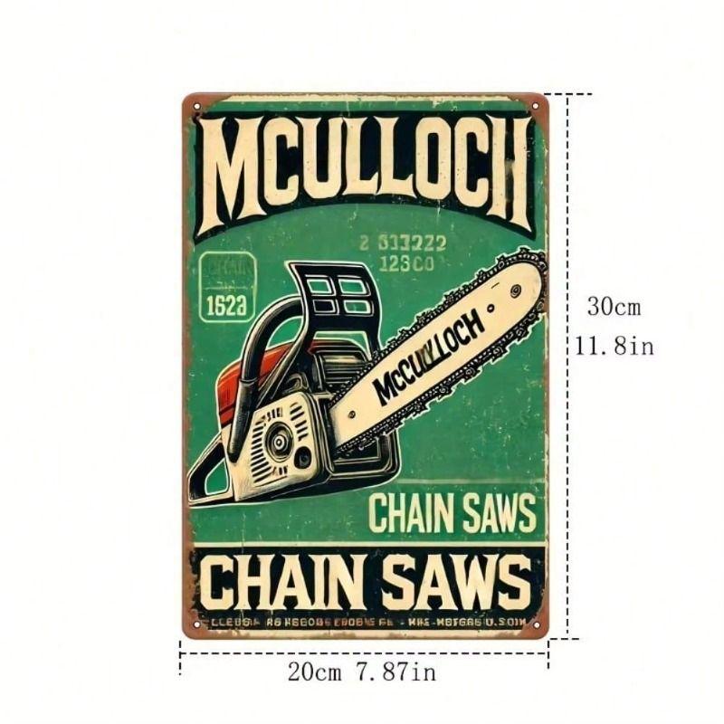 Винтажная металлическая табличка McCulloch Бензопила 8x12 дюймов Настенный декор для Отеля Бара Гаража