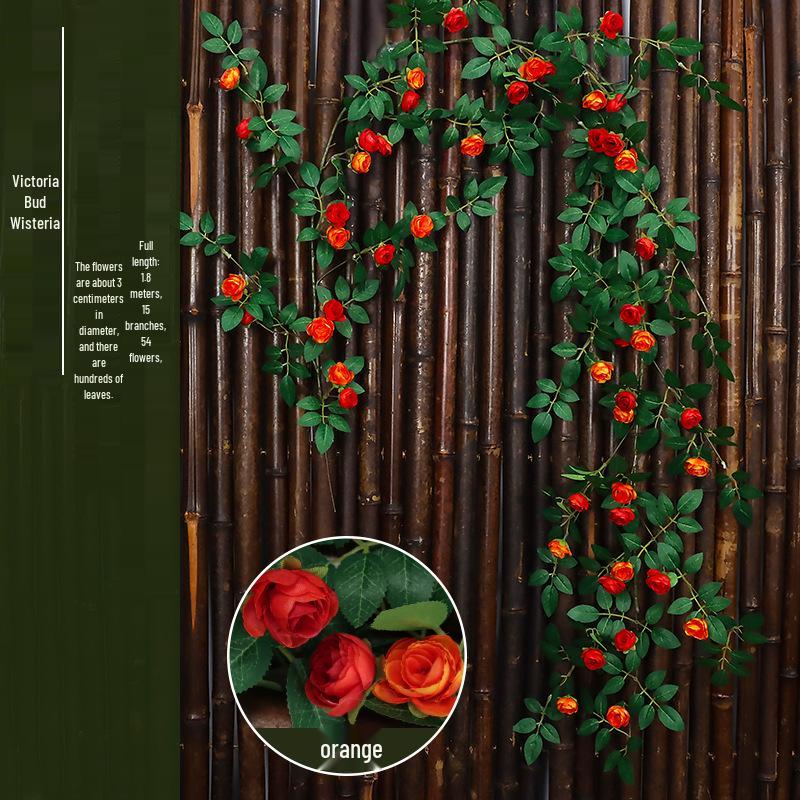Ротанг Пластиковая Роза Лоза Искусственные Цветы для Свадебного Декора, Подвешивания к Потолку или Стене и Маскировки Труб Кондиционирования
