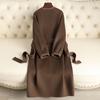 Autumn and Winter New Double-sided Cashmere Coat Long Knee-strap Slim-fit High-end Woolen Coat Women