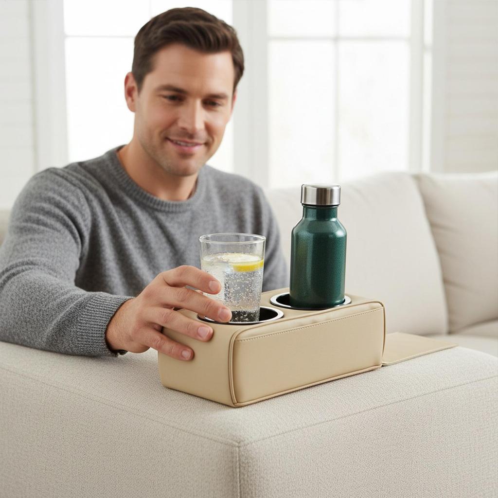 Car Cup Holder Modern Leather Storage Car Drink Holder Couch Organizer For Cell Phone Snack Remote Water Bottle Truck SUV Sedan