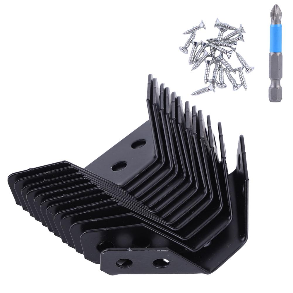 12 PCS Universal Furniture Corner Connectors Stainless Steel Corner Brace for Wood Furniture Drawer Cabinet Table and Chair