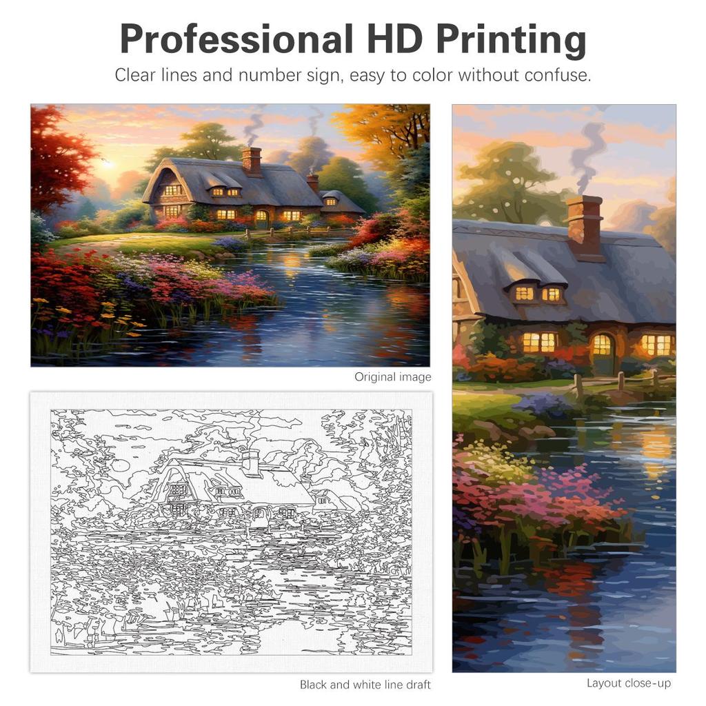 RUOPOTY Картина по номерам, безрамная деревенская дача, краска по номерам на холсте, сделай сам, картина по номерам, декорации для дома, 40x50 см