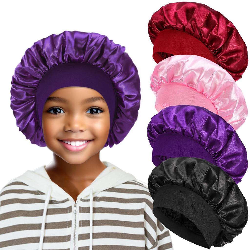Children's Satin Sleep Cap - Soft Elastic Silk-like Hair Care Hat
