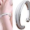 Classical Silver Plated Bevel Edge Opening Bangle Bracelet Gift Fashion Jewelry