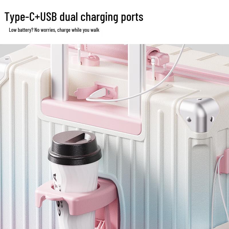 DULA 20-дюймовый многофункциональный ручной багаж с USB и подстаканником