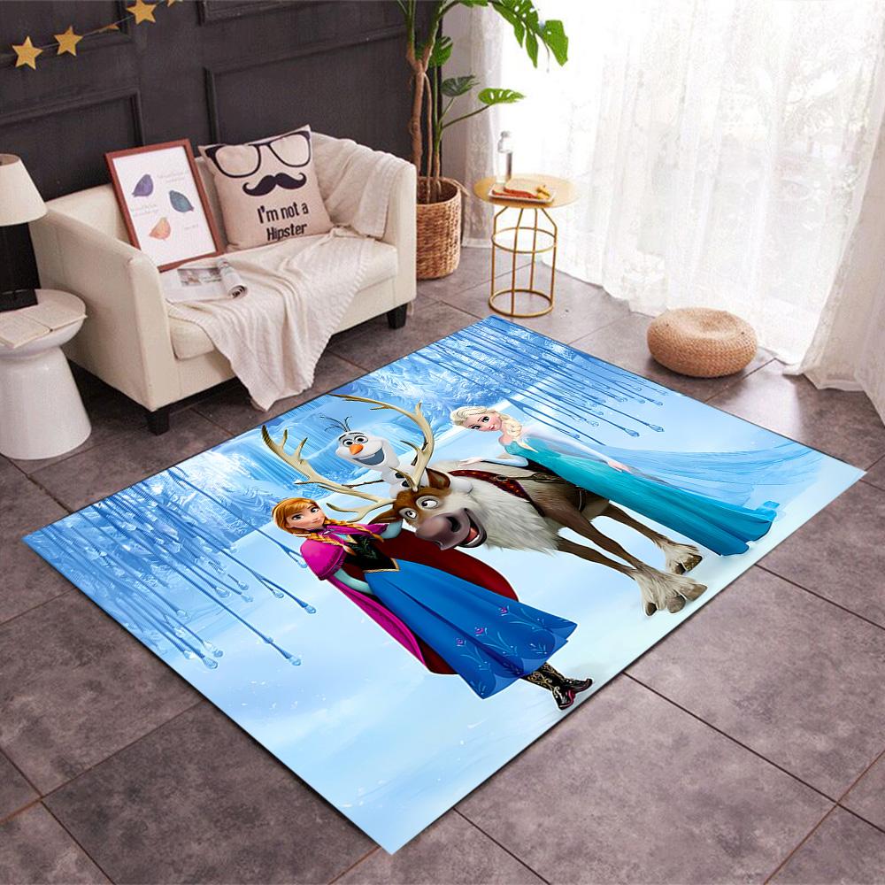 Frozen Adventure Disney Cartoon Theme Anti-Slip Rug - Polyester, Home Decor, Suitable for Bedrooms, Living Rooms, Doorways, and Studios