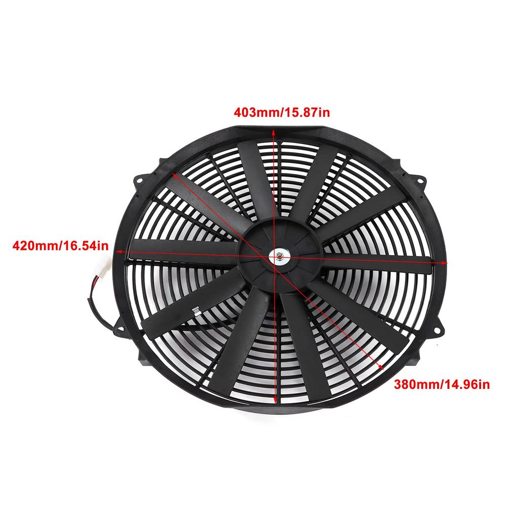 24V 16-inch Universal Slim Push-Pull Electric Radiator Cooling Fan, 120W, for Cars, Trucks, and RVs