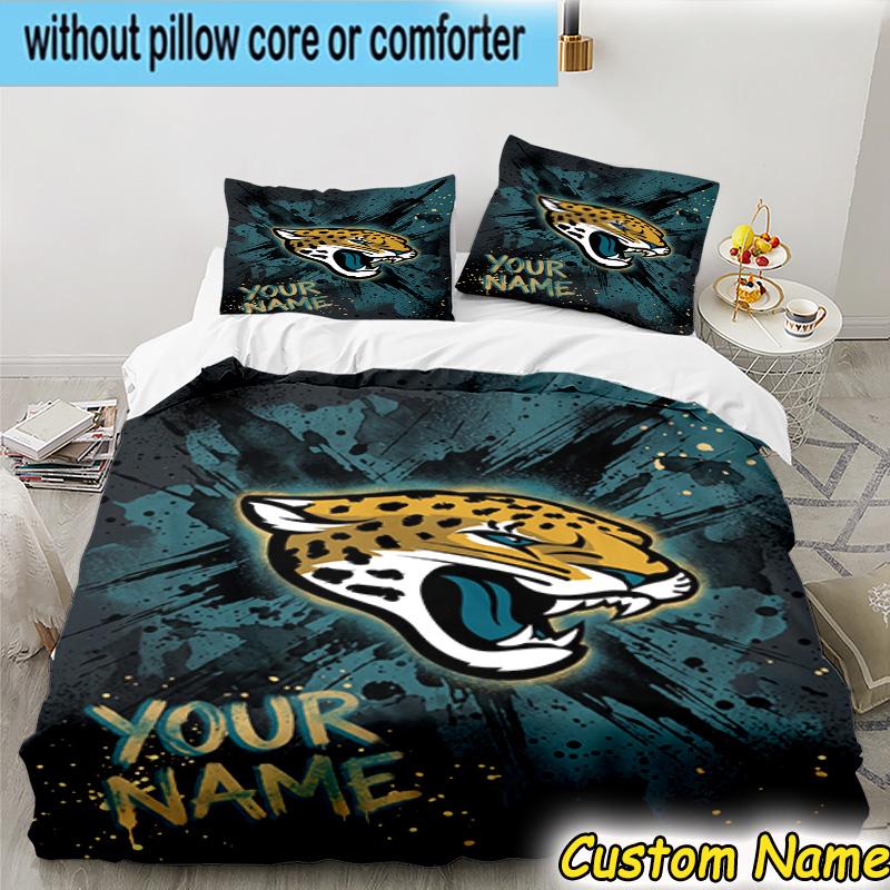 3pcs Custom Name Jaguars Team Spirit Bedding Set Includes 1 Duvet Cover & 2 Pillowcases for All Seasons Dormitory Home Decor Christmas gifts