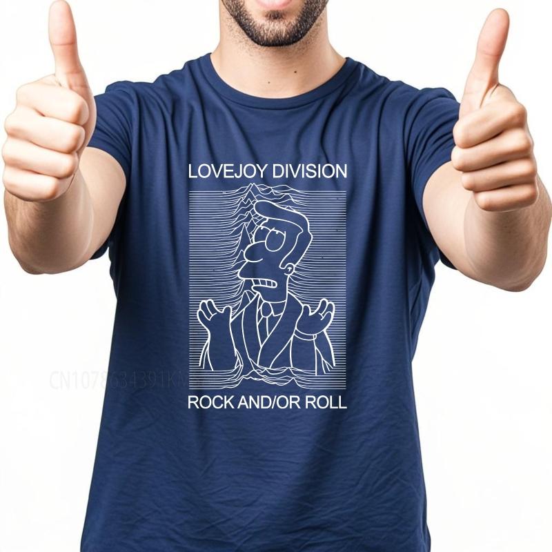 Черная летняя мужская футболка Lovejoy Division Рок-н-ролл Короткий рукав С принтом Круглый вырез Футболка летняя хлопковая мужская футболка