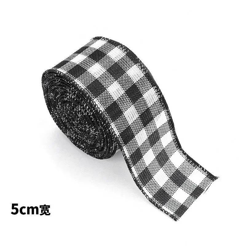 5m Christmas DIY Fabric Ribbon Burlap Ribbon With Wired Edge Gift Wrapping Christmas Tree Decor Ribbon DIY Wreath Bows Crafts
