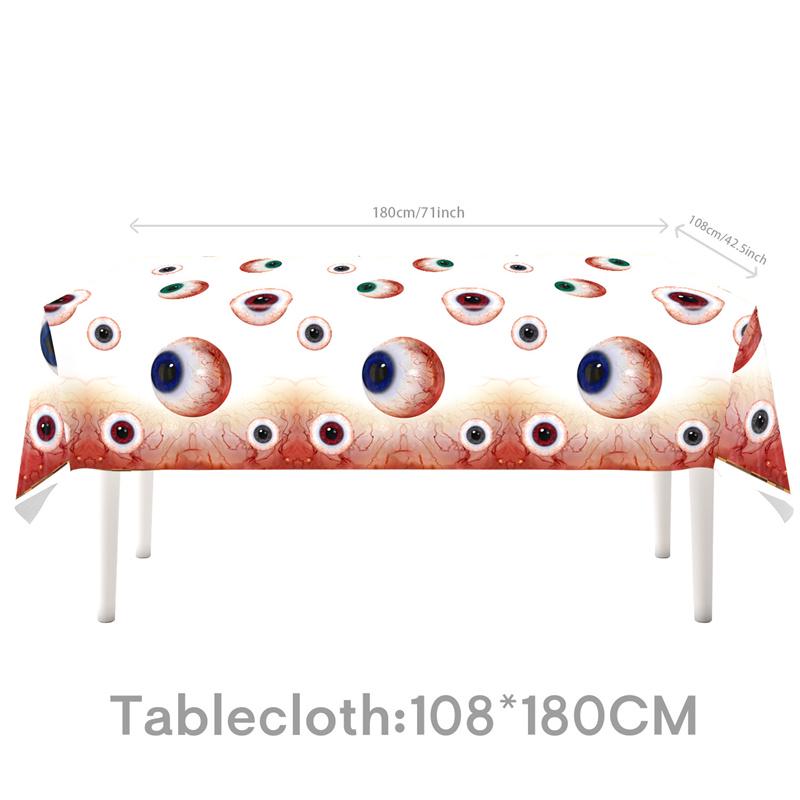 Halloween Fright Night Tablecloth: Pumpkin Ghost Castle Design, Disposable PE Material