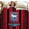 Ipswich Town Print Flannel Blanket High Quality Warm Comfortable Cover for All Seasons Perfect for Gifts Home Decor