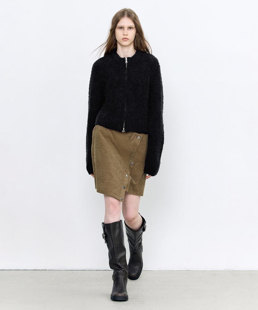 Insilence Woman Corduroy Asymmetrical Skirt Ash Brown