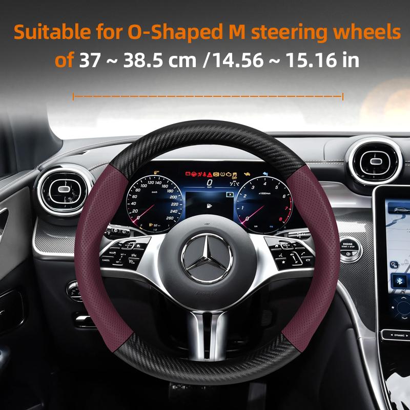 ATOW5 Suitable for Mercedes-Benz Breathable Leather Matte Carbon Fiber Texture Steering Wheel Cover Suitable for E Class S C a Glc Suv Eqc