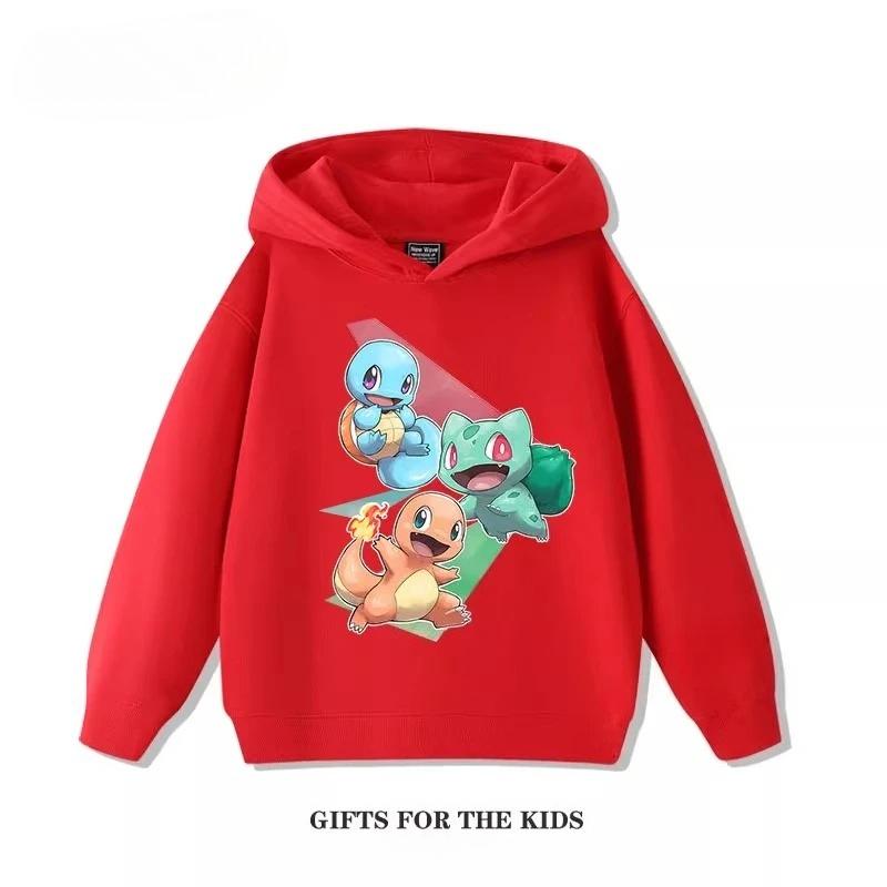 Autumn Cartoon Pokémon 3D Printed Hoodies Fashionable Casual Sports Long Sleeved Children's Boy and Girl Kids Unisex Hooded Sweatshirts