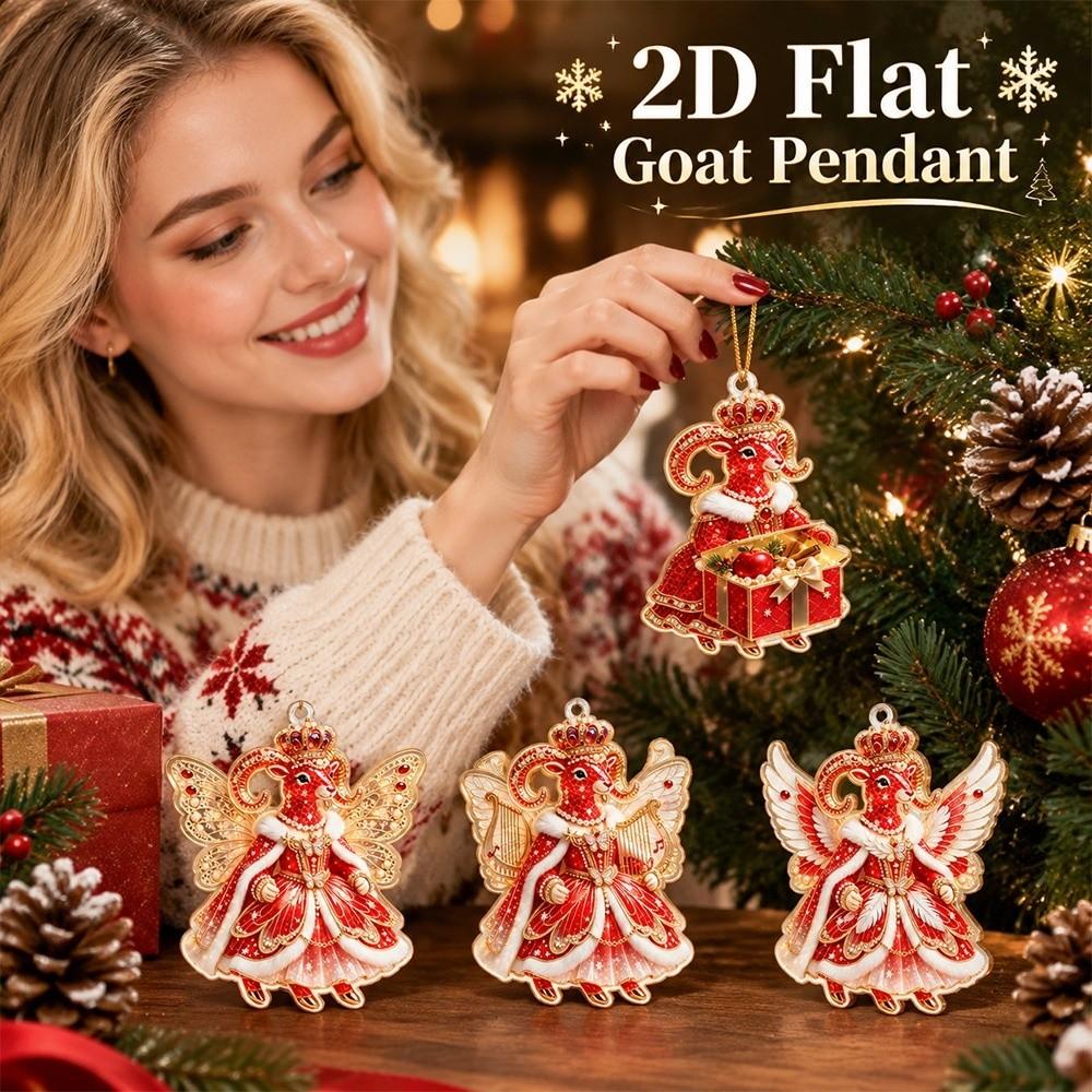 2D Flat Goat Hanging Ornament Set Shining Animal Hanging Decoration New Goat Pendant Bag Charms