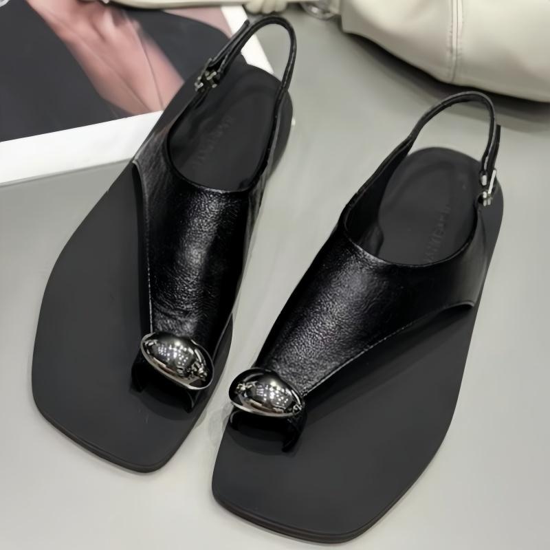 Модные лаконичные сандалии с ремешком на пальце и пряжкой, женские летние элегантные сандалии-гладиаторы на плоской подошве из искусственной кожи, женские повседневные шлепанцы дизайнерского бренда