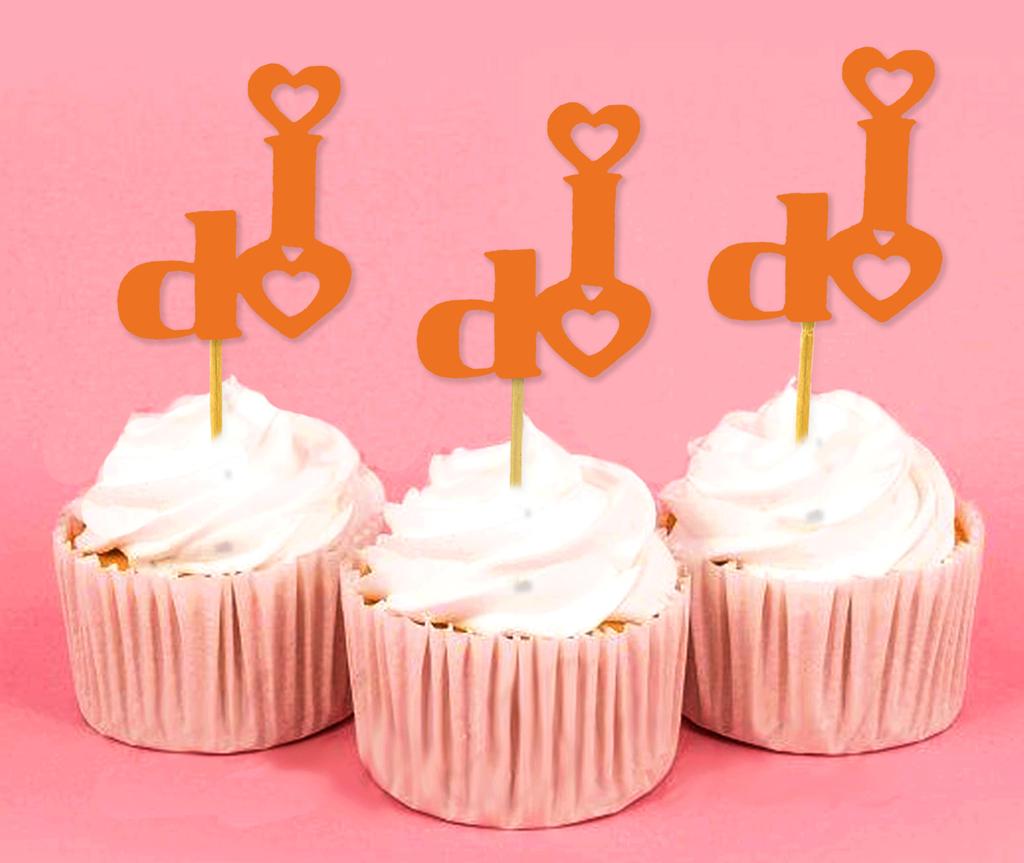Darling Souvenir Wedding I Do Cupcake Toppers Party Dessert Decorations - Pack Of