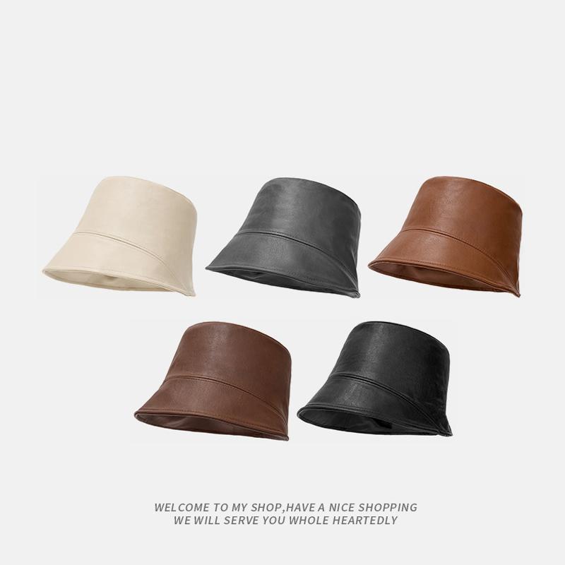 Унисекс ПУ Панама - Стильная однотонная шляпа рыбака для повседневной/городской носки (4 варианта цвета)