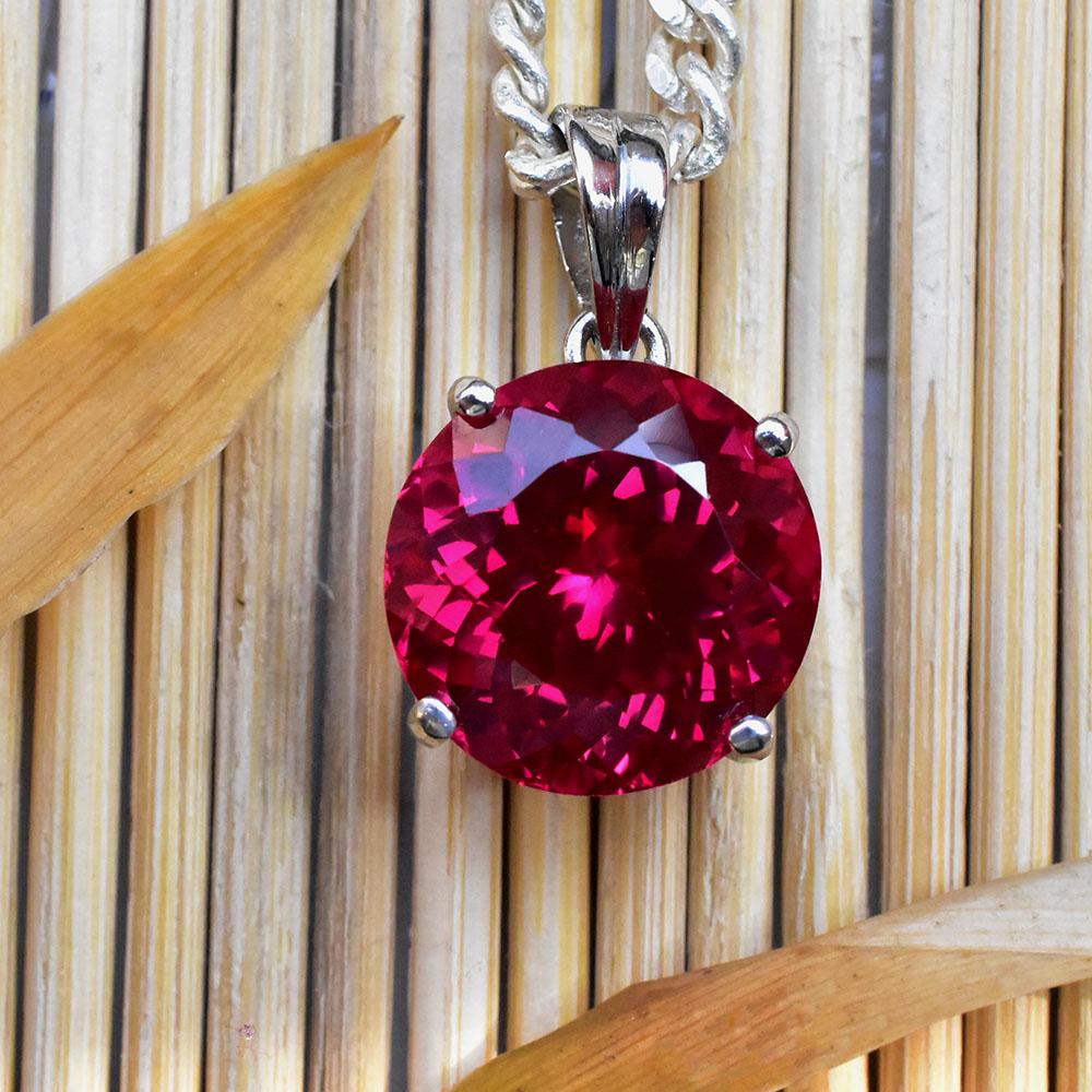 Natural Red Ruby Pendant 925 Sterling Silver 27 ct Round Cut Gemstone Gemstone Jewelry Gift