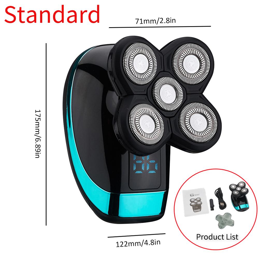 Мужская электробритва Машинка для стрижки лысой головы Электробритва 5 плавающих головок Триммер для бороды, носа, ушей, машинка для стрижки волос Щетка для лица