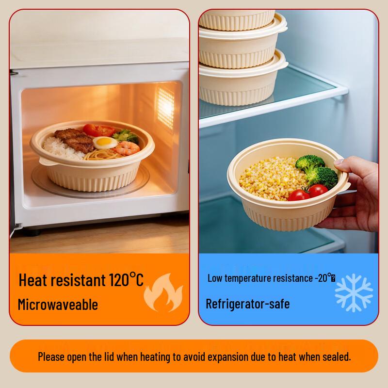 Degradable Corn Starch Round Lunch Box with Lid