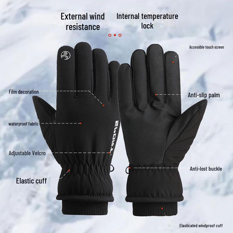 H3 Men's Waterproof Winter Ski Gloves: Velvet-Lined, Non-Slip, Touchscreen, Warm for Outdoor Sports & Cycling