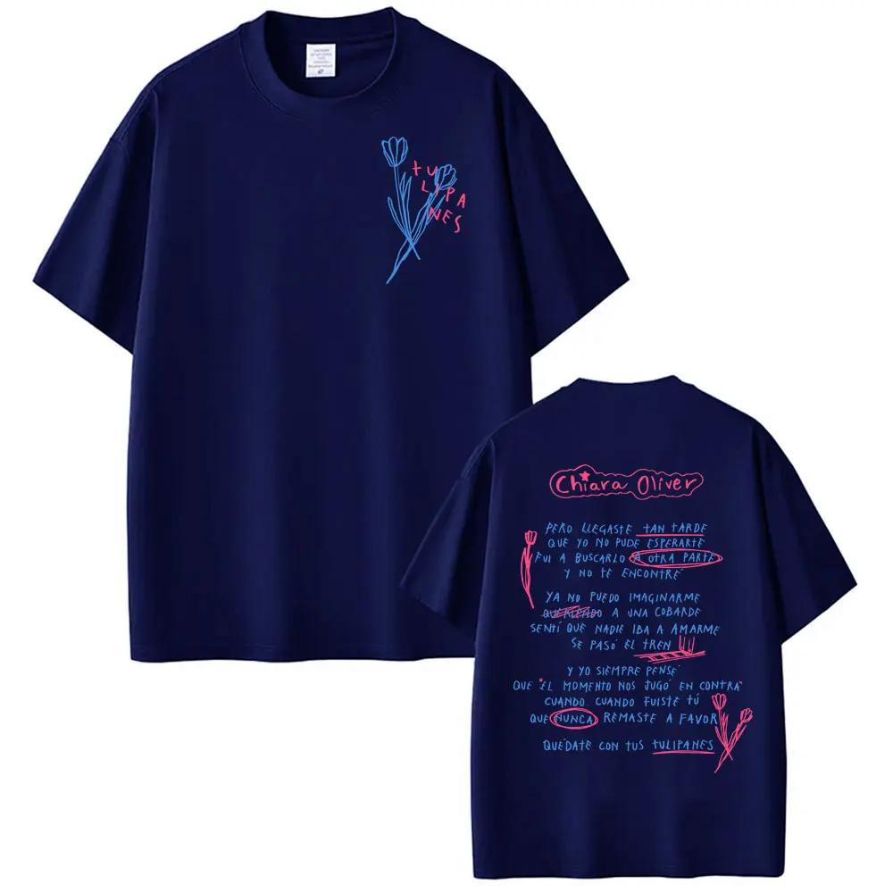 Singer CHIARA OLIVER Album Letters Graphic T-shirts Men Women Hot Sale Casual Cotton T Shirt Vintage Pop Music T-shirt Tops