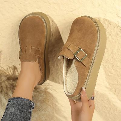 Модные женские тапочки 2024 Зима Новая мода Теплые Утолщенные Пушистые Тапочки с круглым носком Женские Повседневные Удобные Шлепанцы на платформе Женские