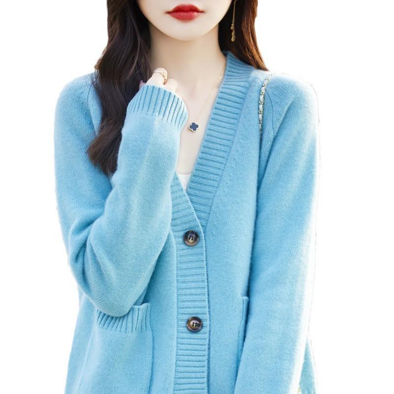 Womens V-Neck Knit Cardigan Slim Fit Short Sweater Winter Fashion Casual Top
