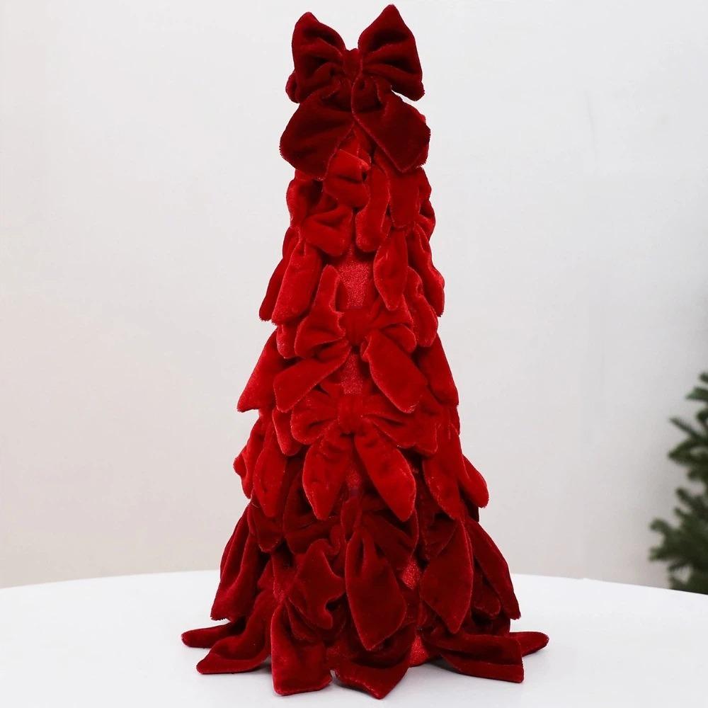 Soft Velvet Bow Christmas Tree Exquisite Holiday Tabletop Decoration Christmas Scene Decoration