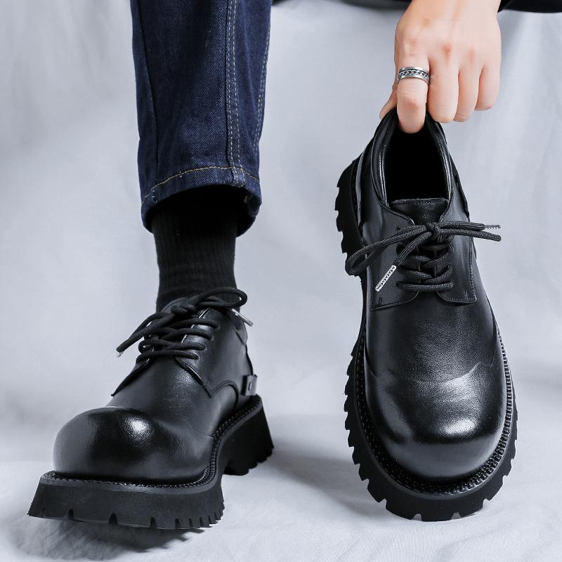 Дерби Толстая подошва Мужские туфли Модный минималистичный стиль Открытый Трендовый Вечеринка Офис Уличная молодежная Качественная черная повседневная обувь