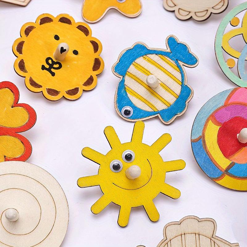 Набор для поделок «Деревянный волчок», 16 шт., Раскрашивание и изготовление поделок из деревянных художественных материалов, Подарочный спиннер к празднику