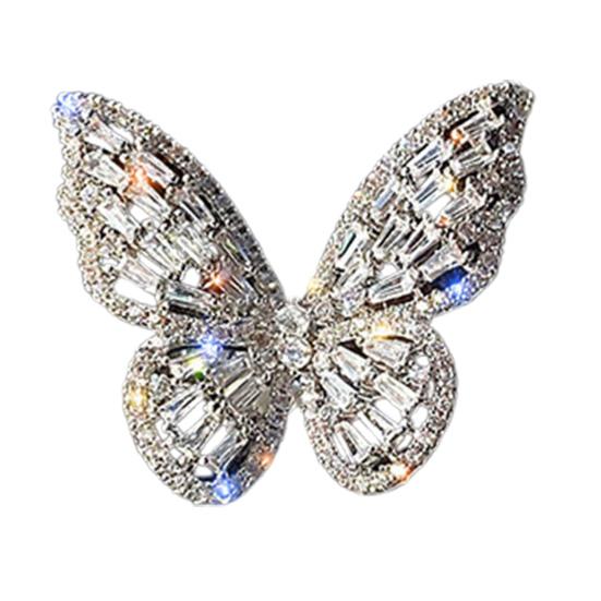 Женское кольцо в форме бабочки со стразами, регулируемое открывающееся кольцо для банкета, вечеринки, свадьбы, ювелирные изделия