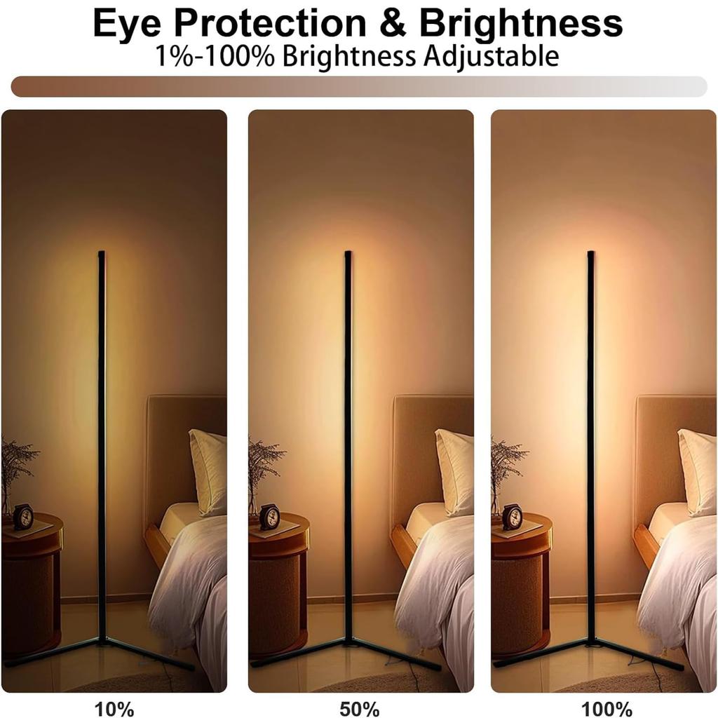 Floor Light RGB Color Changing Dimmable Height 120cm Stand Light Indirect Lighting Control DIY Mode Timing Function Suitable for Living App/Remote &