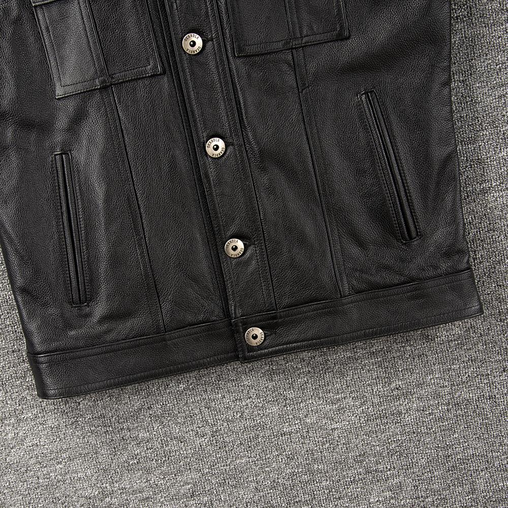 Мотоциклетный жилет с капюшоном из натуральной коровьей кожи мужской без рукавов куртка байкерская для езды мужской жилет из натуральной кожи весенний