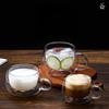 Double layered thick transparent glass cup simple and fashionable transparent household coffee cup with handle  water cup