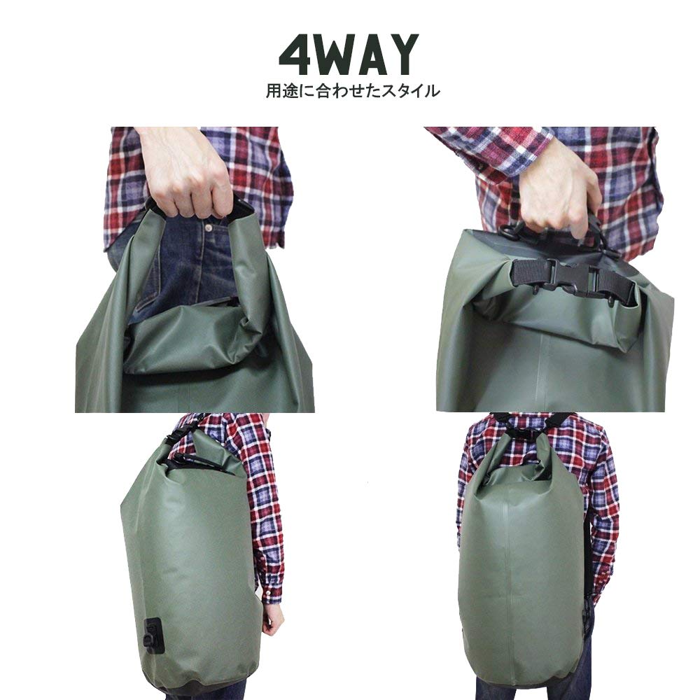 Bigman Сухой мешок 30 л Водонепроницаемый мешок Тип барабана Оливковый Однотонный Сумка для хранения Открытый Предотвращение стихийных бедствий Альпинизм Путешествия Сумка через плечо Сумка Рюкзак