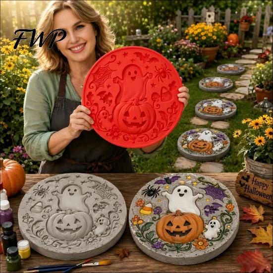 Flexible Silicone Casting Molds Stepping Stone Mold for Halloween DIY Garden Pathway, Reusable Handmade Pathway Stones Concrete Cement, Sunflower Cat